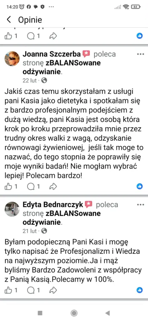 Zrzut ekranu z opinią o specjaliście