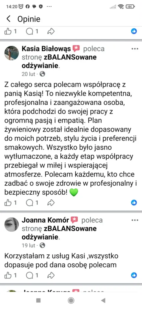 Zrzut ekranu z opinią o specjaliście